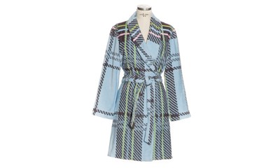 Tartan kurzer Schalkragenmantel Velour