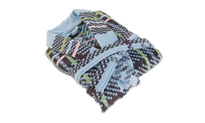 Tartan kurzer Schalkragenmantel Velour