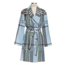 Tartan kurzer Schalkragenmantel Velour