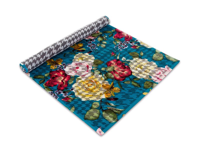 Möve Badteppich Roses Badteppich 60 x 100 cm, Blue, Roses - Badezimmer