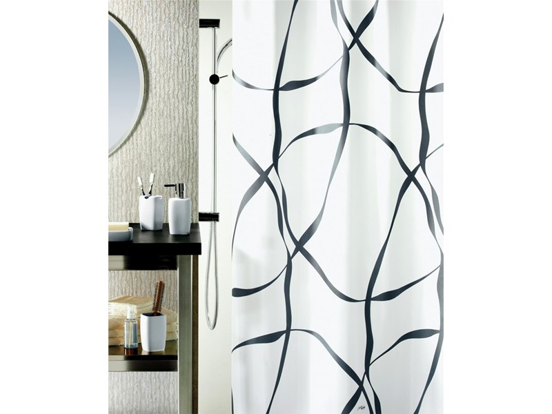 Spirella Duschvorhang Meterware Ribbon, Pearl Black, Textil
