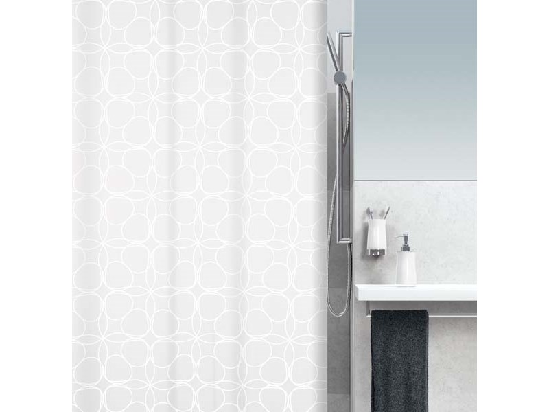 Spirella Duschvorhang Meterware Filigran, Weiss, Textil, Spezialmass
