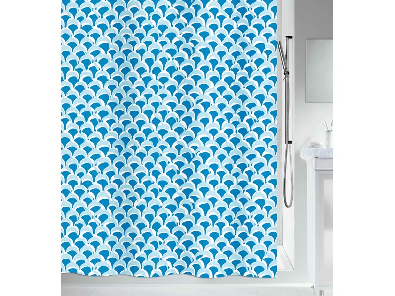 Spirella Duschvorhang Meterware Bluewave, Blau, Textil, Spezialmass